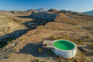 Texas, Brewster County, 3-Bar Ranch (please do not use ranch name in captions), aerial, swimming pool at headquarters