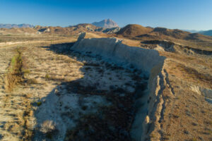 Texas, Brewster County, 3-Bar Ranch (please do not use ranch name in captions), aerial, Hen Egg Mountain and Terlingua Creek banks